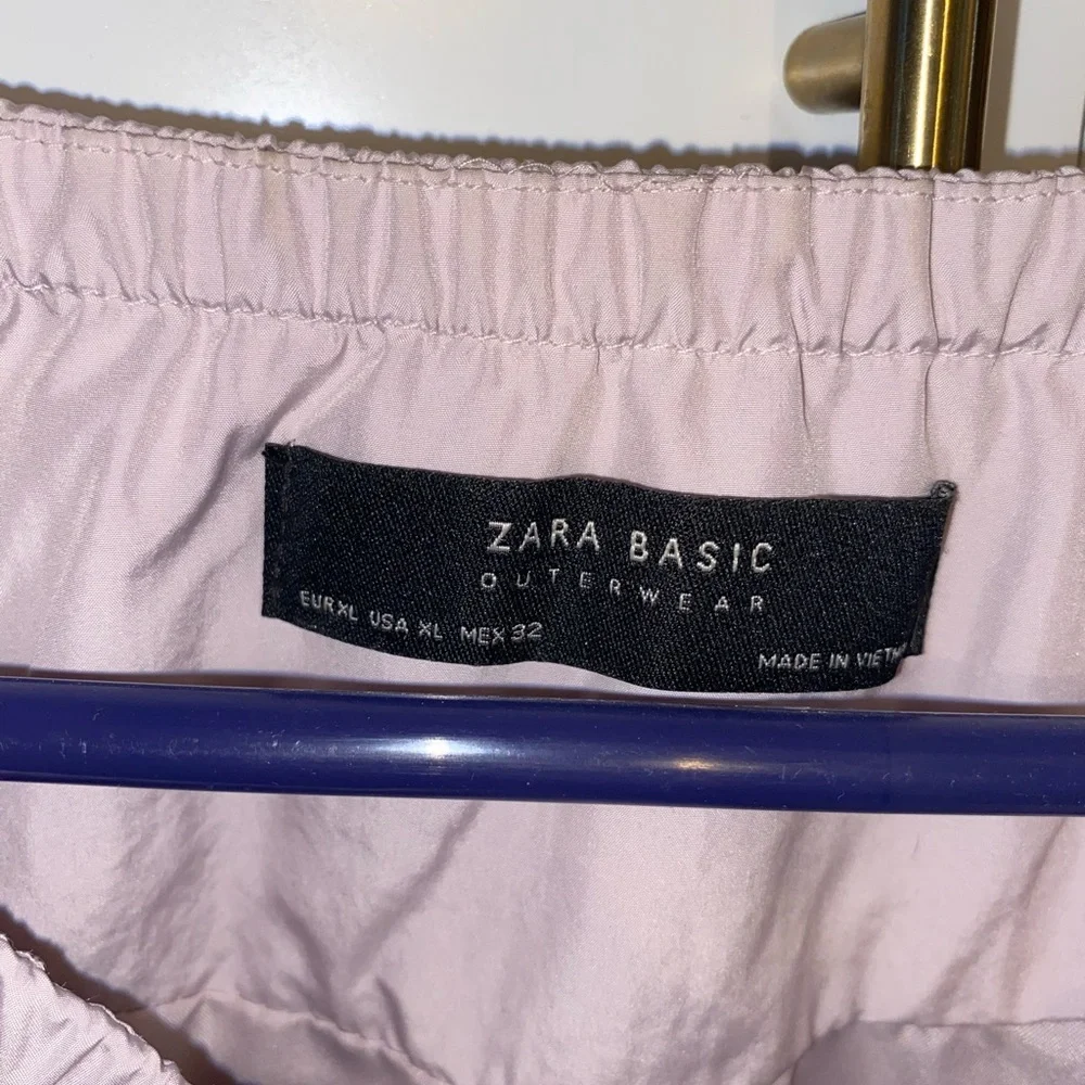 Zara Basic lightweight crew neck peplum drawstring windbreaker jacket lilac pink